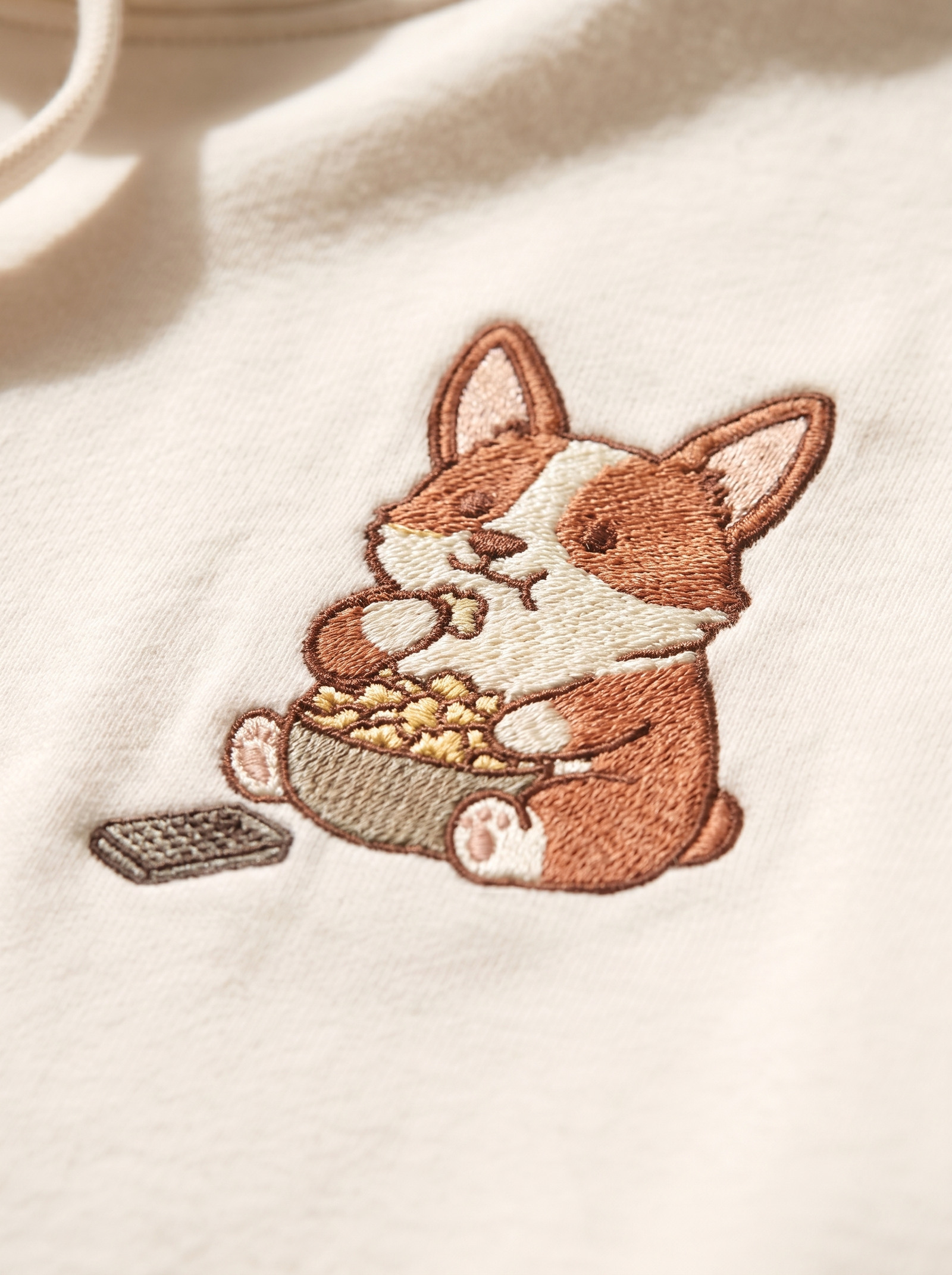 embroidered movie night corgi hoodie - alternative design