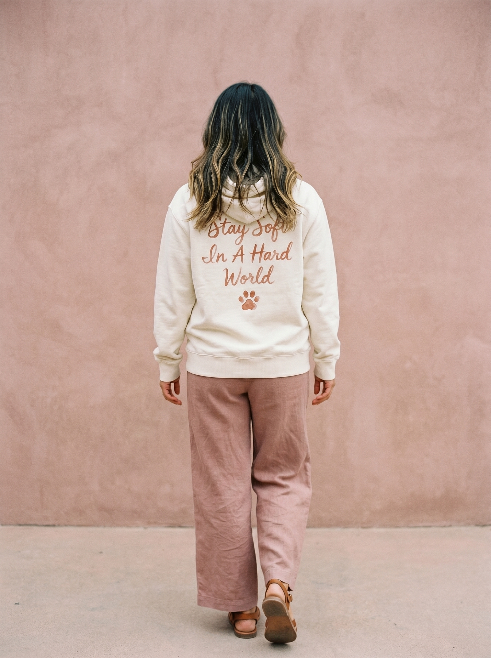 embroidered skincare corgi hoodie - model back