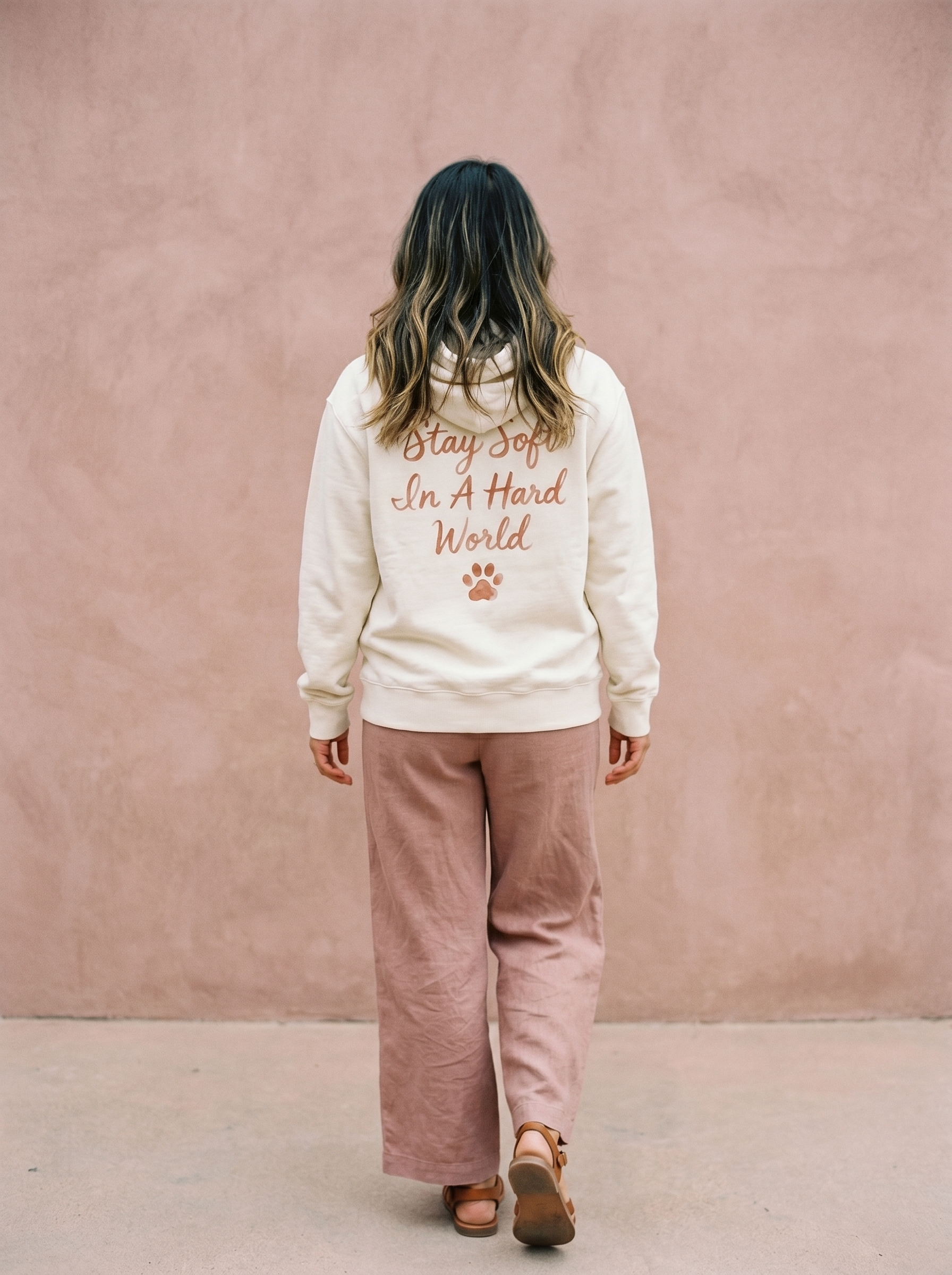 embroidered skincare corgi hoodie - model back