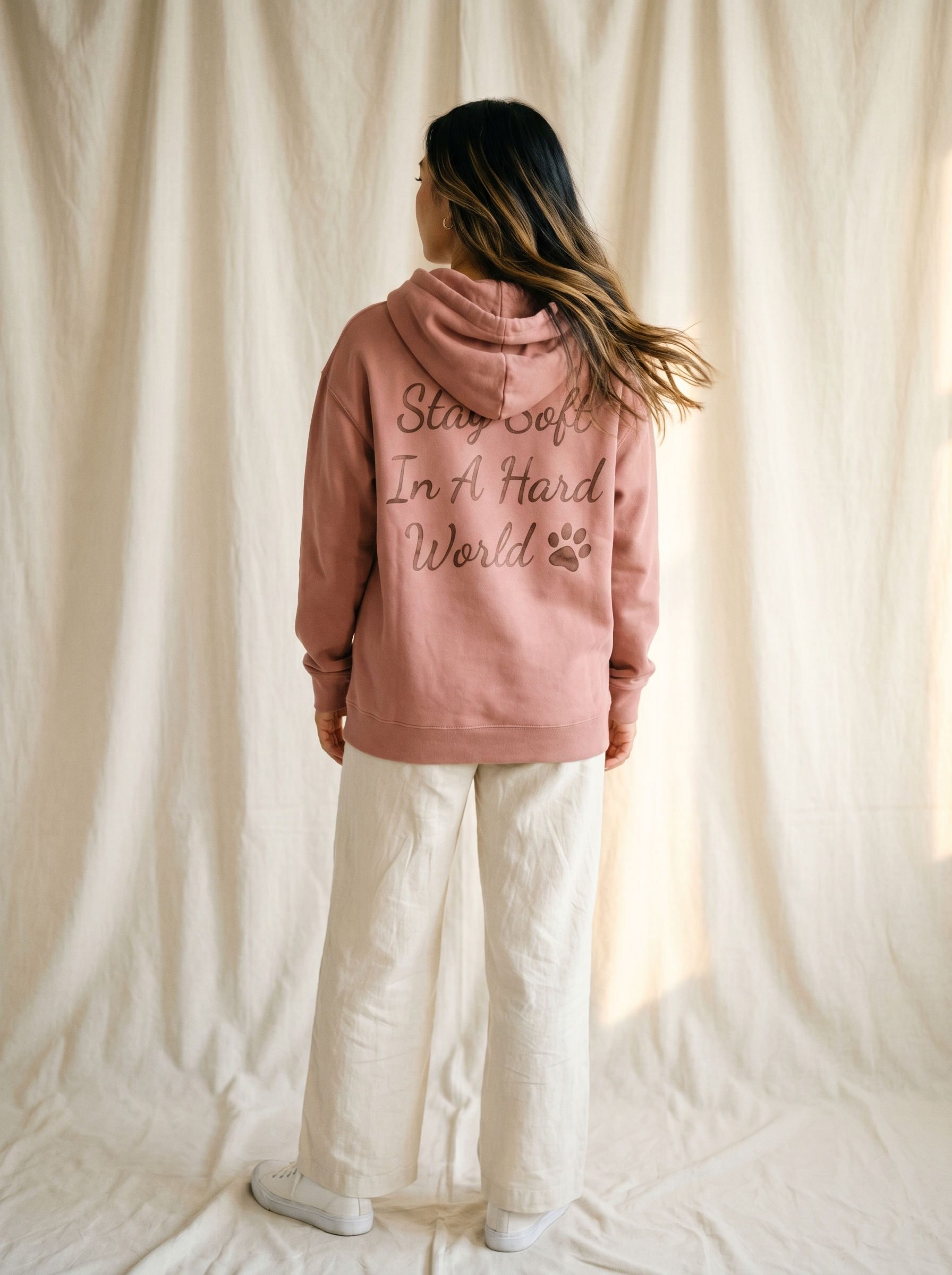 embroidered christmas corgi hoodie - model back