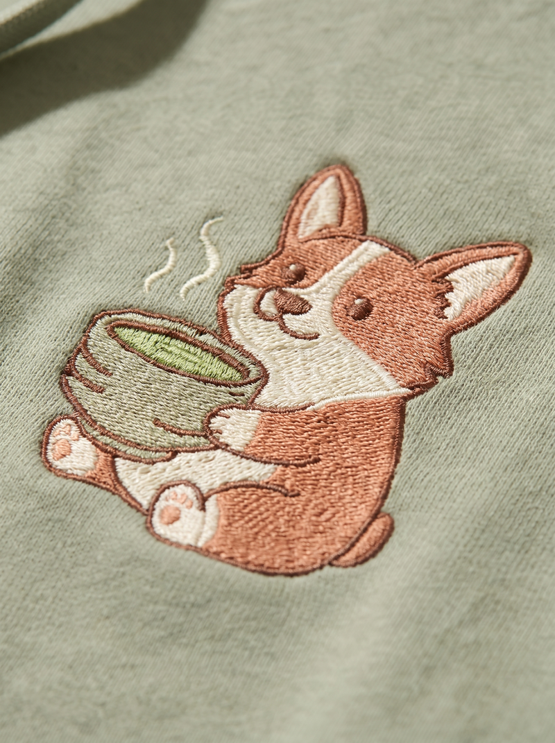 Matcha Latte Corgi Hoodie