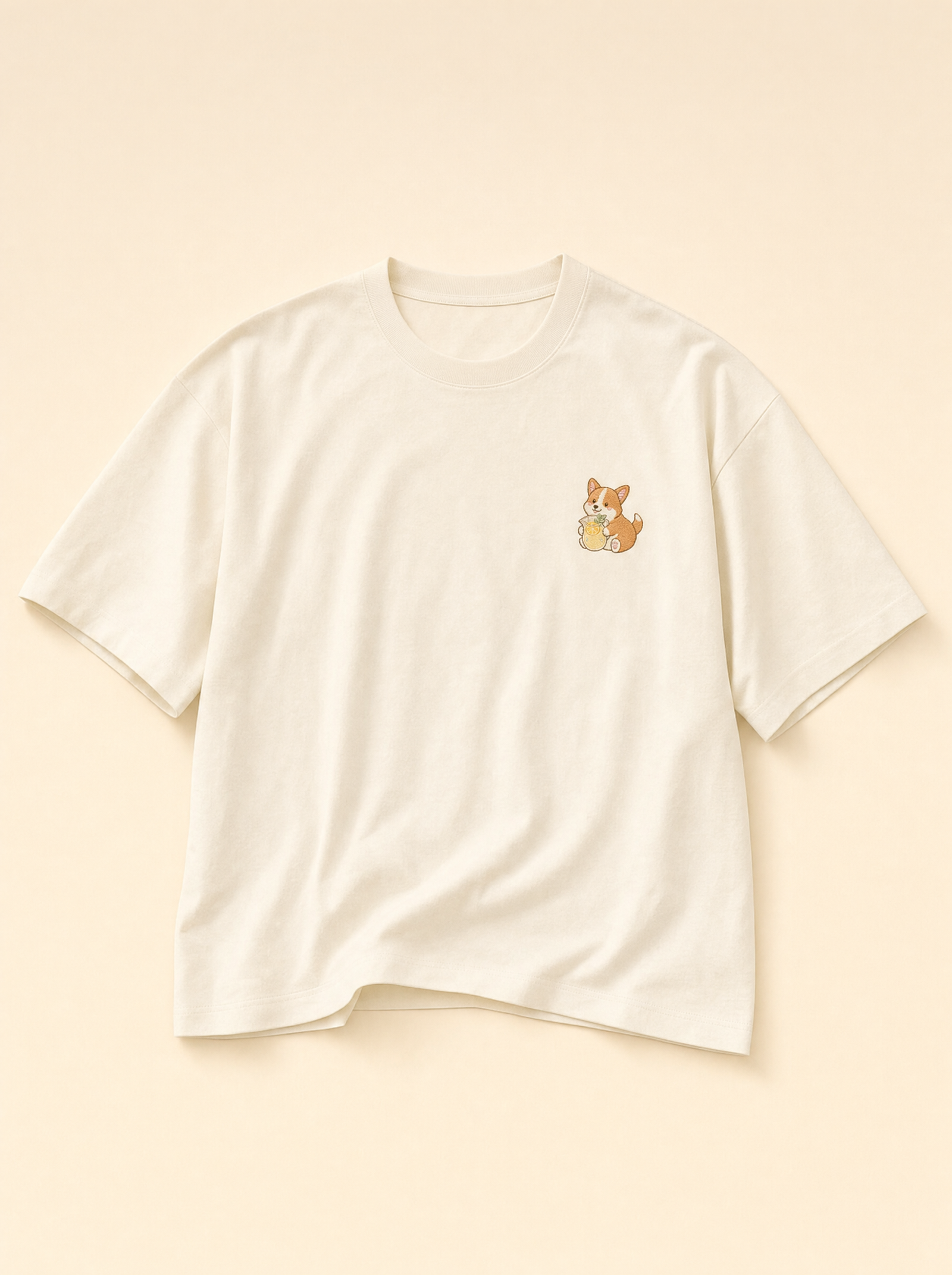 embroidered lemonade corgi t-shirt - flat front