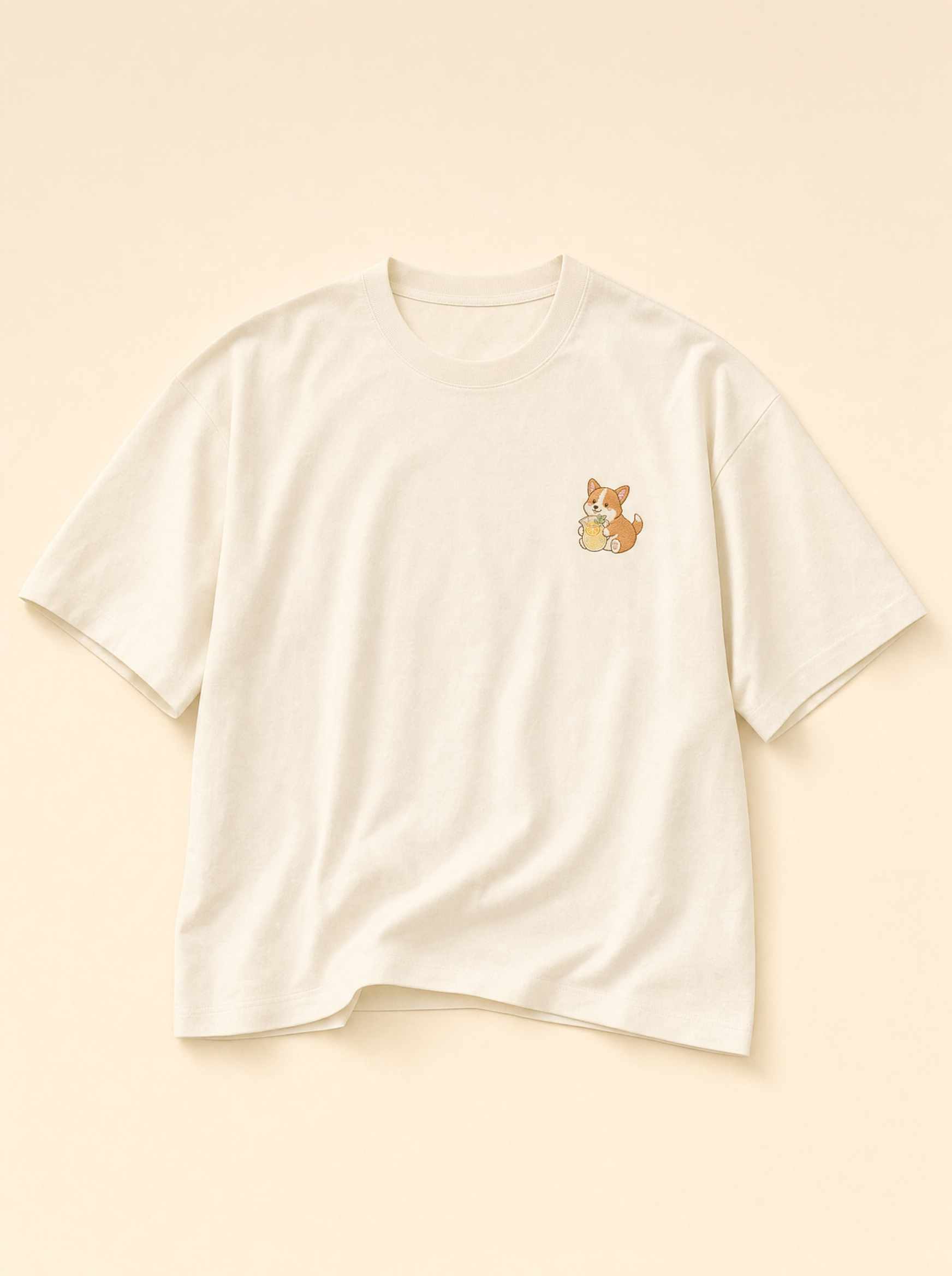 embroidered lemonade corgi t-shirt - flat front