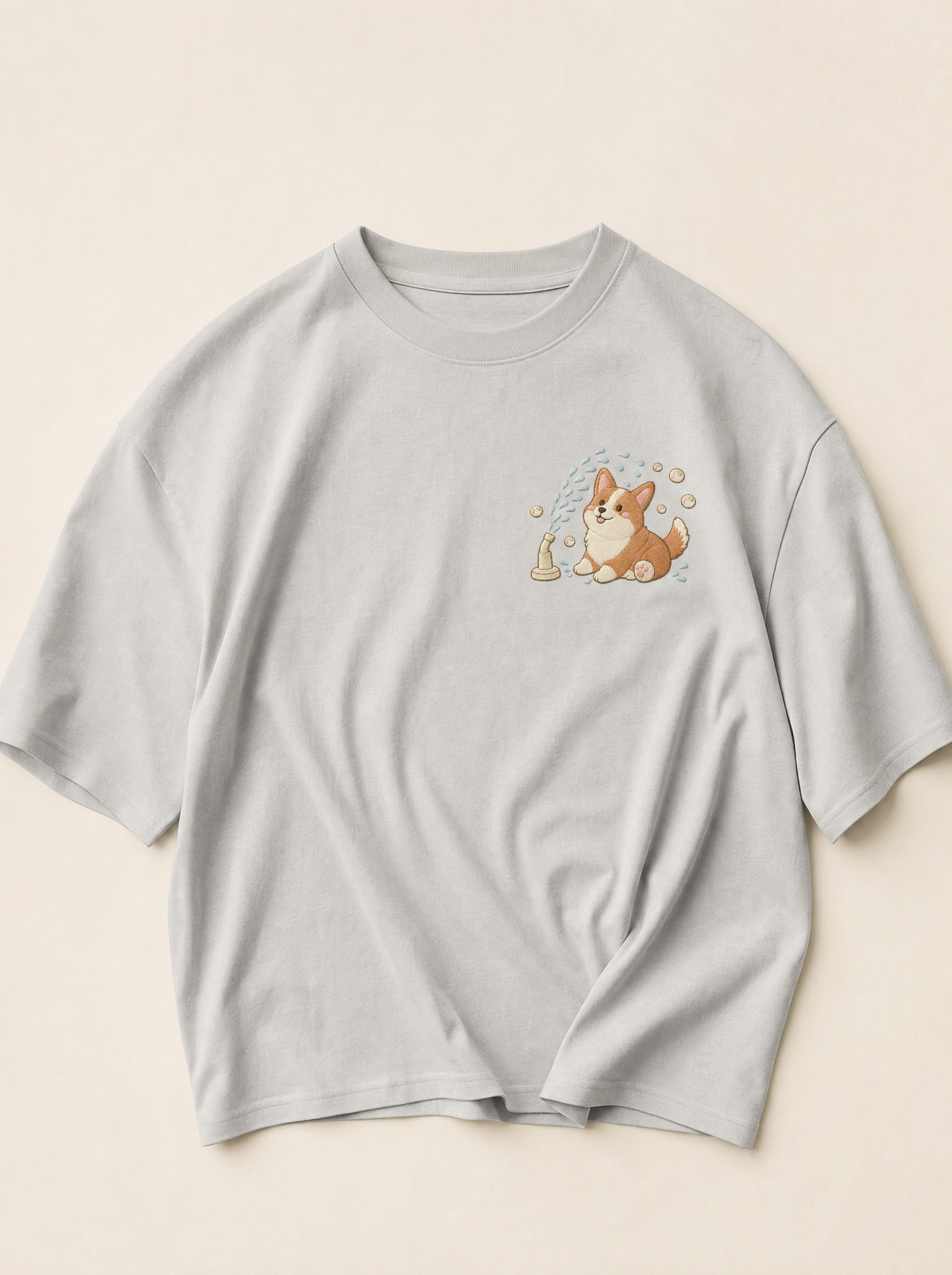 embroidered splash pad corgi t-shirt - flat front