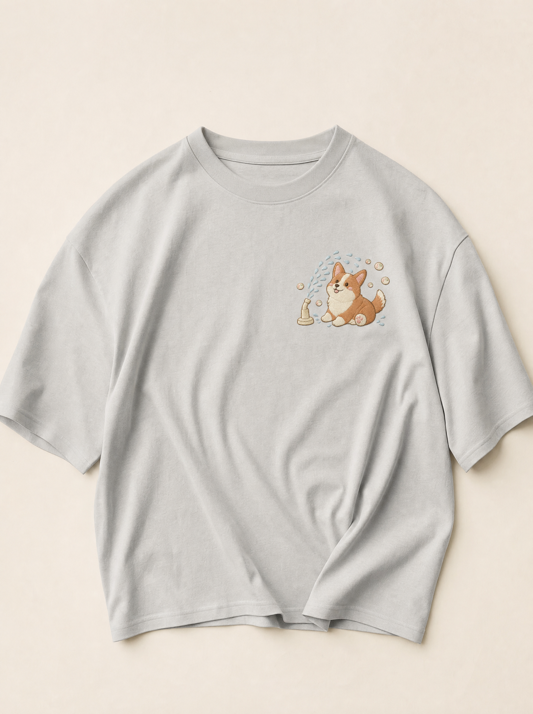 embroidered splash pad corgi t-shirt - flat front