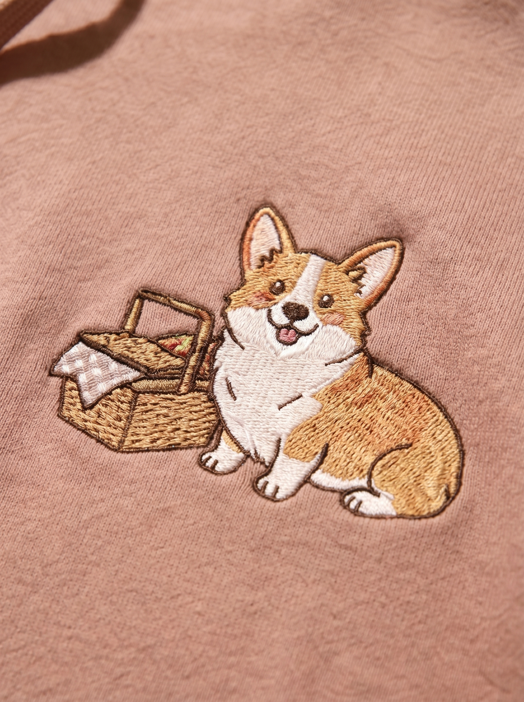 embroidered picnic day corgi hoodie - alternative design